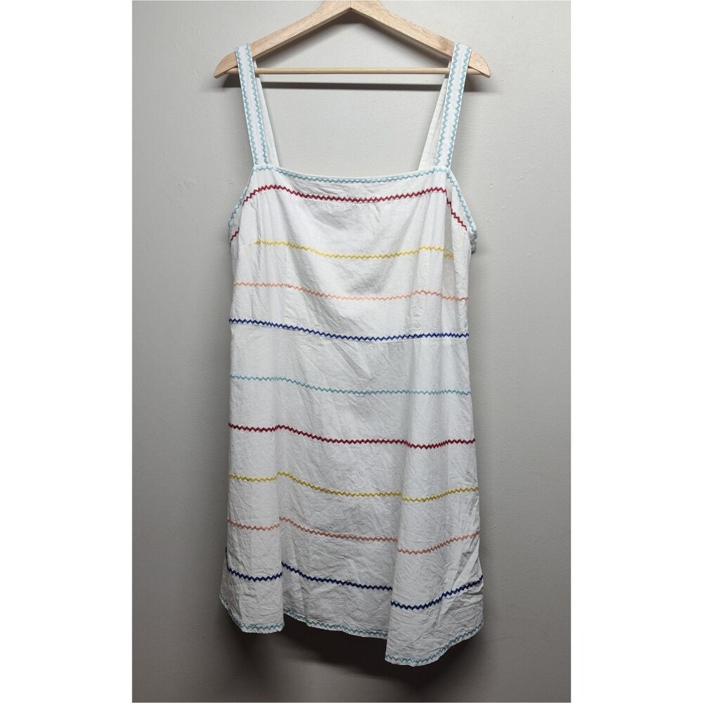 Forever 21 Mini Dress Women Size 1X White Stripes Sleeveless Linen Resort Party